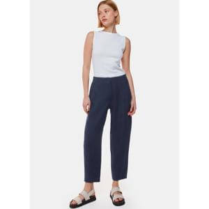 Whistles Navy Linen Barrel Leg Trouser